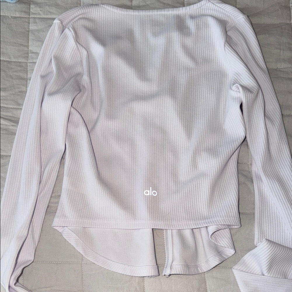 Alo Ribbed Zip-Up Long Sleeve Jacket - Picture 3 of 5